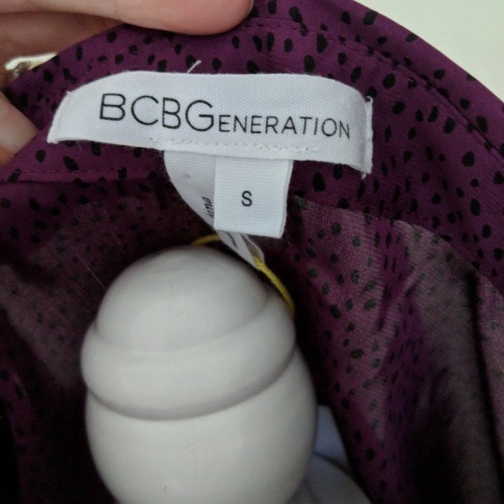 BCBGeneration Button Down Blouse Purple and Black… - image 6